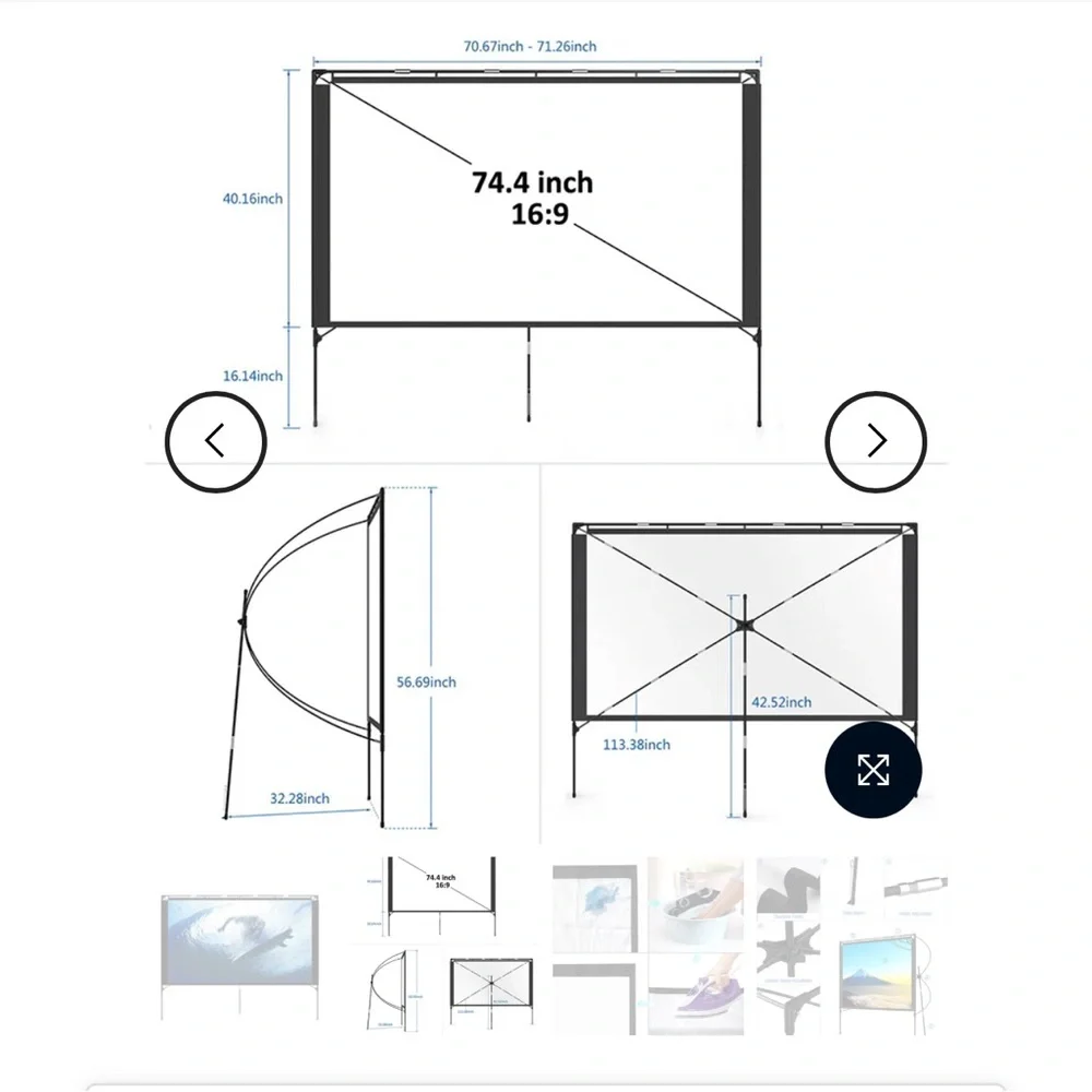 80" Projector Screen by Vamvo - Picture 2 of 5